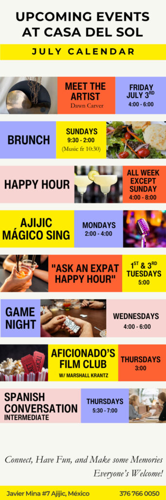 July 2026 Casa Del Sol Events Calendar Open to the Public 